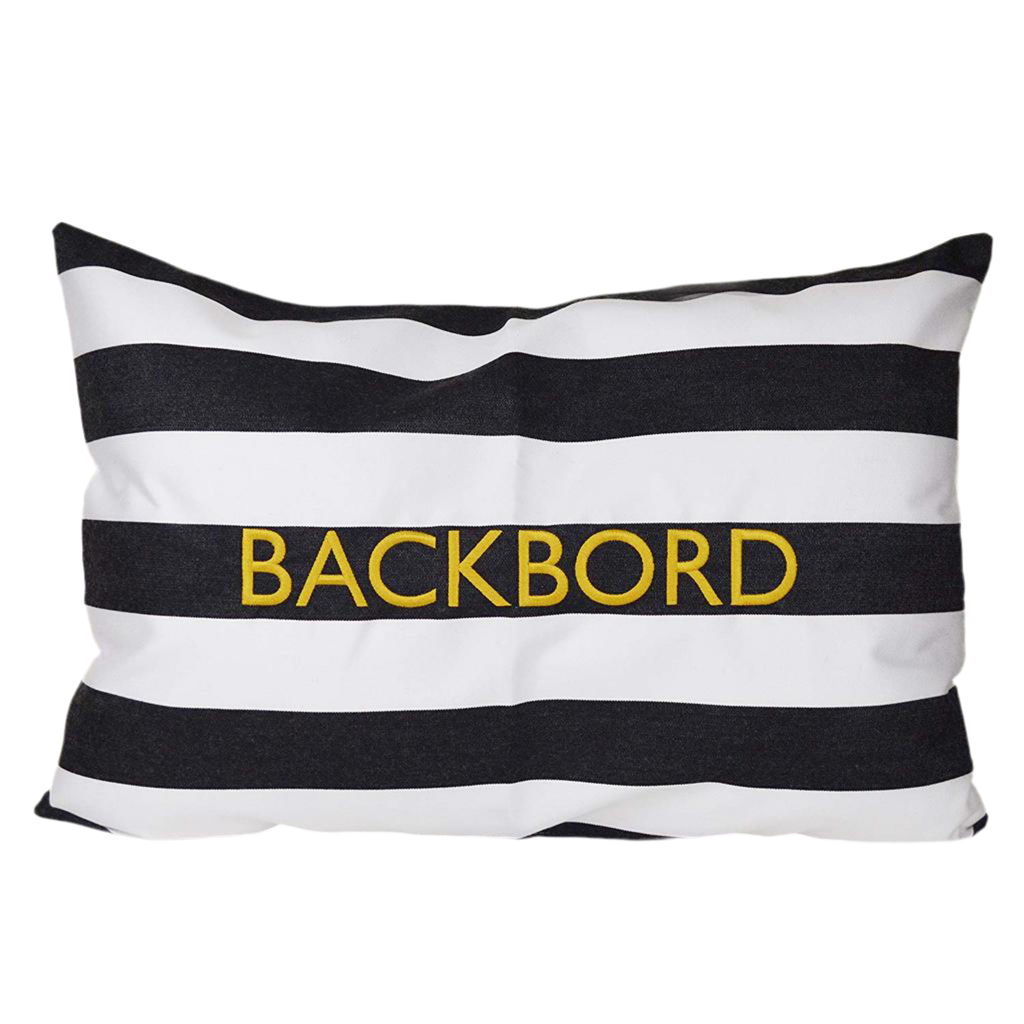 Kissen 'Backbord' aus Sunbrella in schwarz weiß von chillisy Outdoor Kissen Shop online kaufen: ✅ 1a Qualität ✅ schneller Versand ✅ 5 Jahre Garantie.