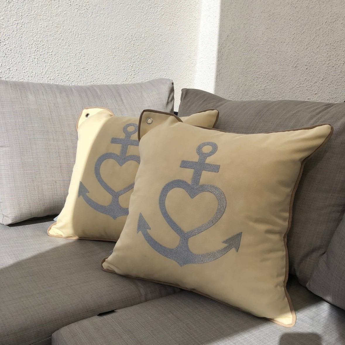 Bootskissen Canvas Herz Kreuz 45x45 2er Set