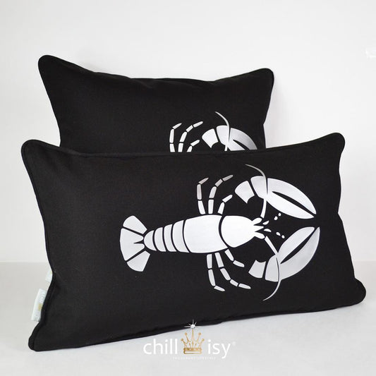 Gartenkissen 'Big Lobster' Schwarz Silber 50x30