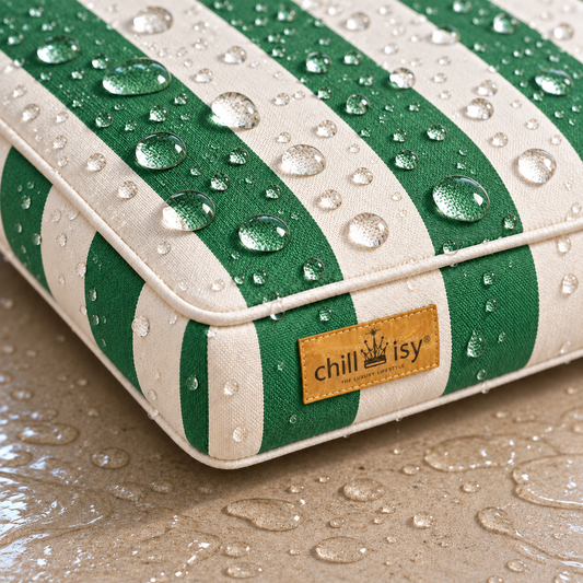 Hundebett chillisy® COSTA – Luxus Hundekissen Grün / Weiß aus Sunbrella® Stoff Vision Costa | Made in Germany