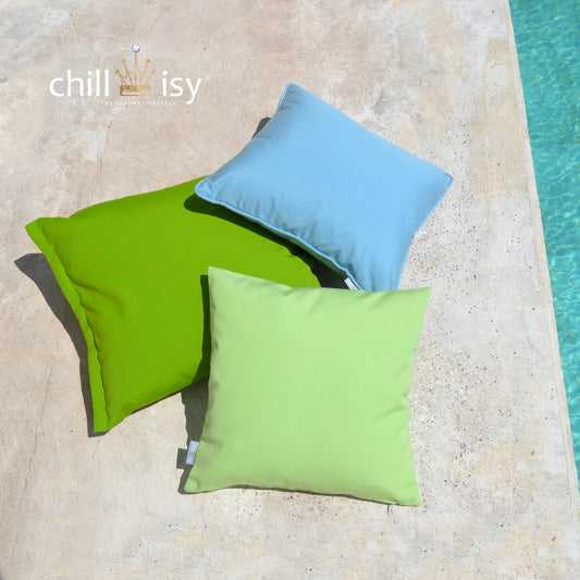 Kissen, Farbe: Hellgrün, Pastellgrün, Verwendung: Indoor, Outdoor, Yacht. Hergestellt in Deutschland, Marke: chillisy.