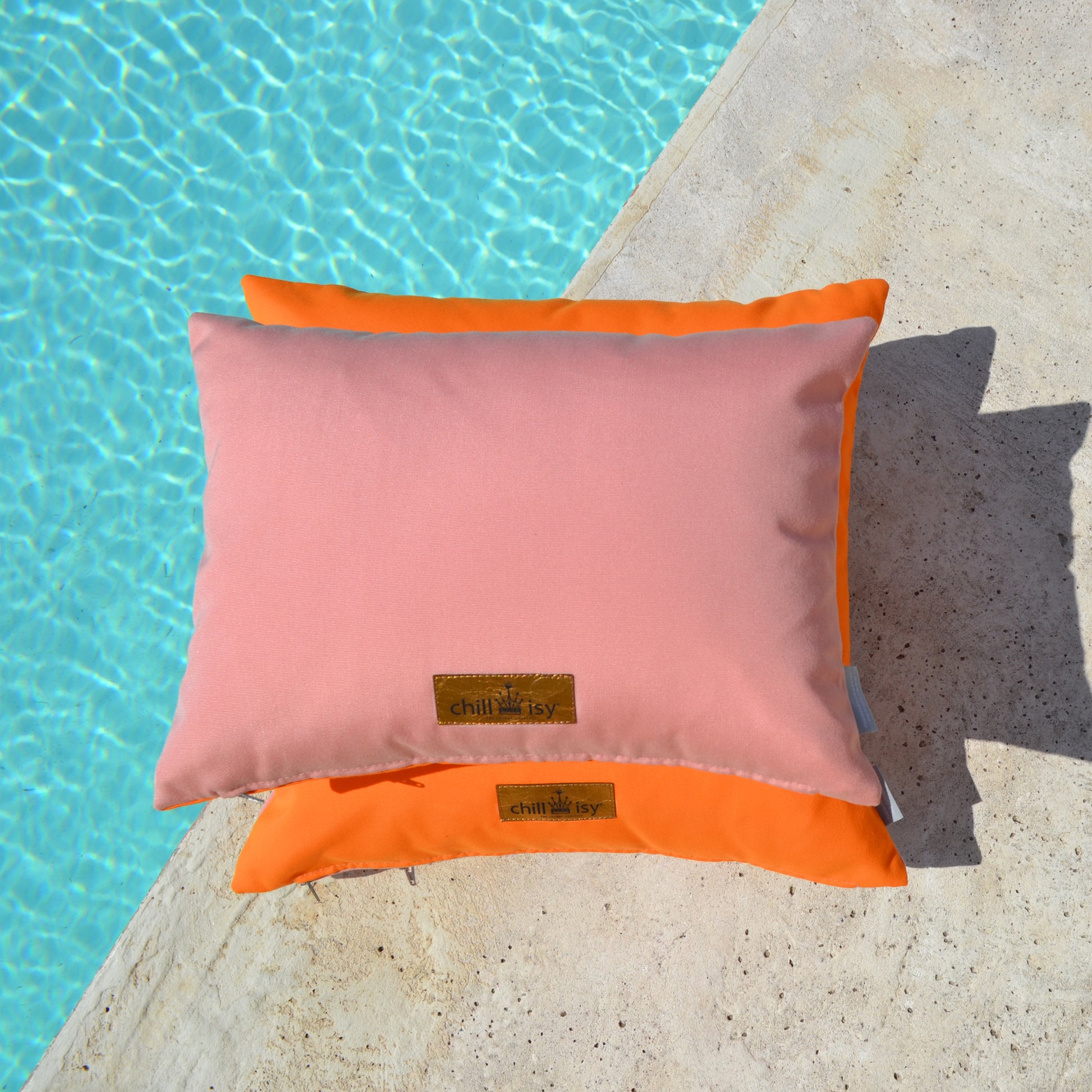 Kissen Sunbrella Double Orange Rosa - 2er Set. Weltweiter Versand. Sunbrella Double Cushion Orange Pink - Set of 2. Worldwide shipping.