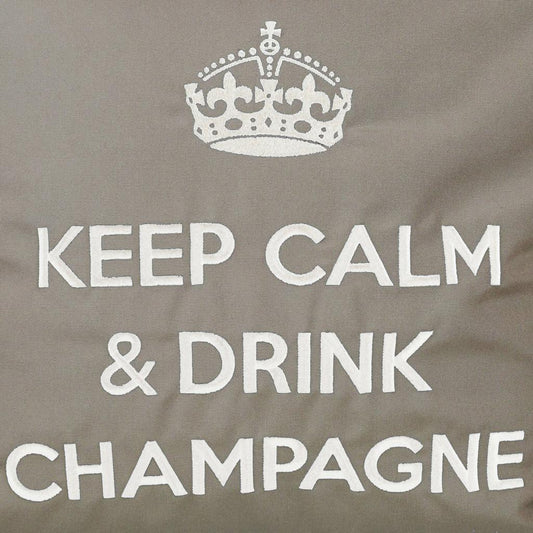 Kissen Keep Calm & Drink Champagne, Taupe Weiß von chillisy