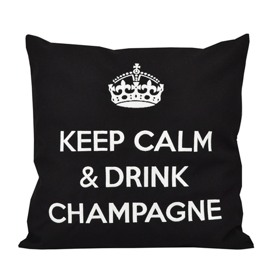 Kissen Keep Calm & Drink Champagne, Schwarz Weiß von chillisy