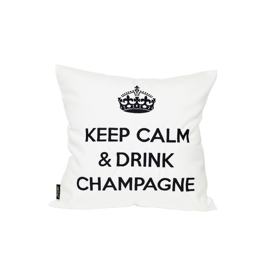 Kissen KEEP CALM & DRINK CHAMPAGNE Weiß Schwarz