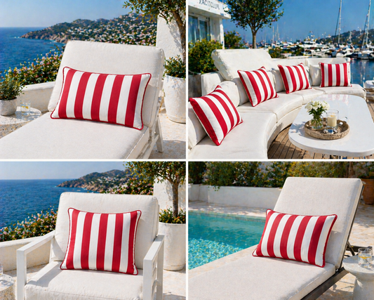 Outdoor Kissen Sunbrella Vision Costa Mumbai – Rot Blockstreifen | chillisy®