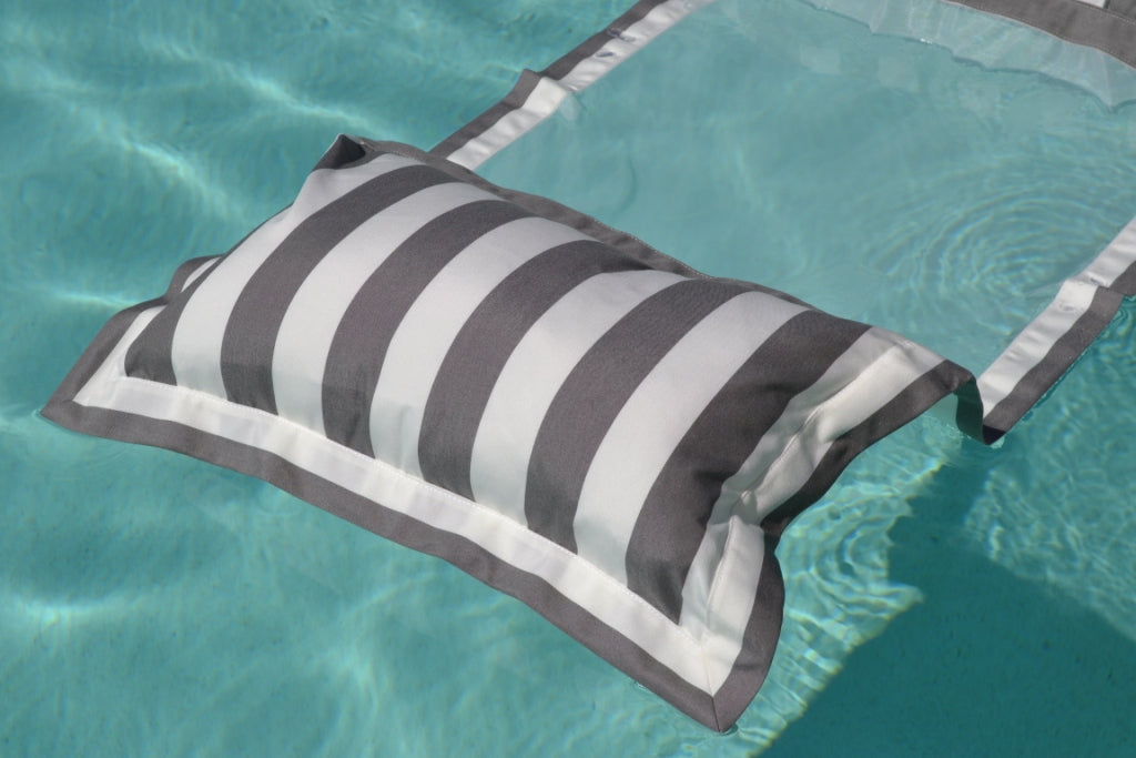 Wasserhängematte YACHT Grau Weiß, nachhaltige Luftmatratze, hergestellt in Deutschland.