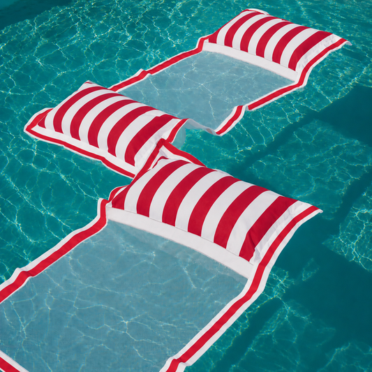 Water Hammock Pool Hammock YACHT Red-White – Luxury Fabric Pool Lounger | Made in Germany
