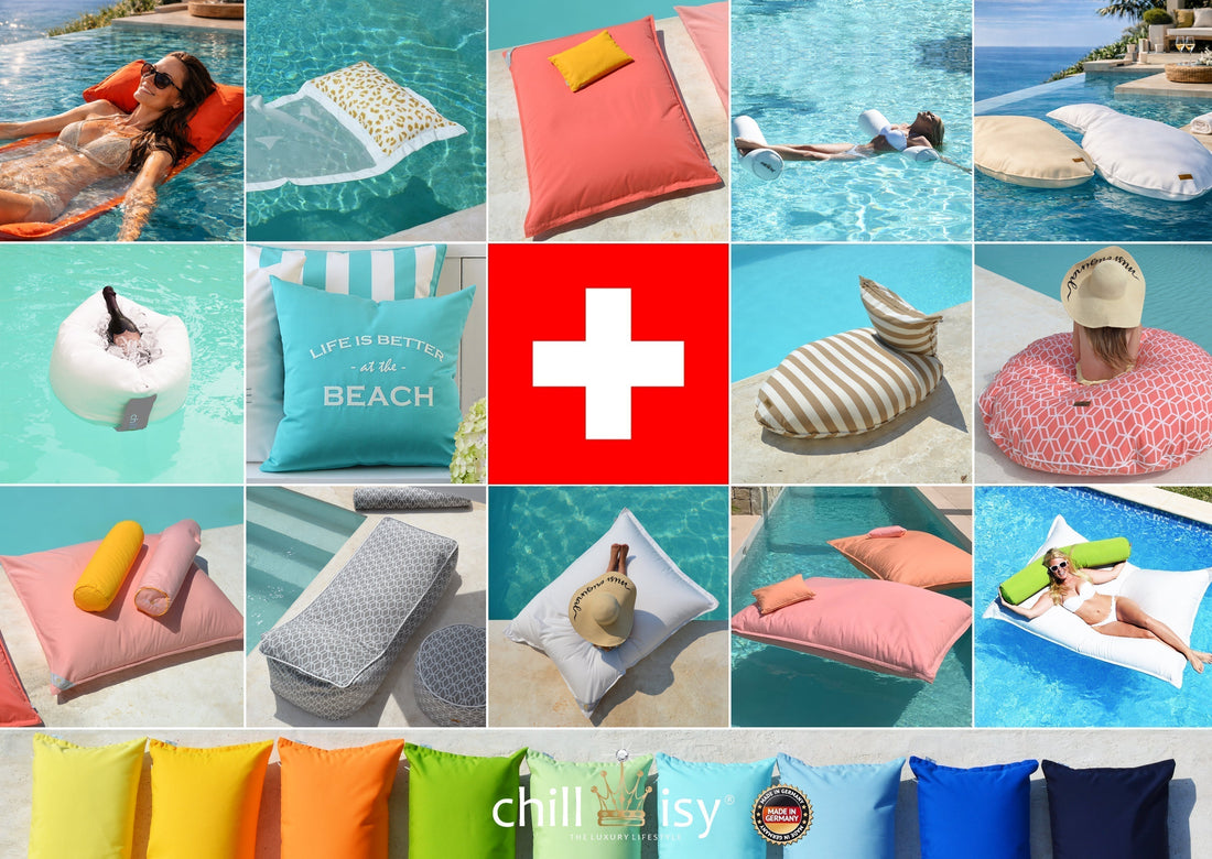 Poolkissen Schweiz, Poolzubehör Schweiz, Wasserhängematte Schweiz, Pool Produkte Schweiz kaufen, ohne Zollgebühren Schweiz