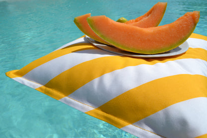 Kissen Quadro Capri Gelb-Weiß | Schwimmkissen & Gartenkissen