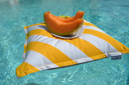Kissen Quadro Capri Gelb-Weiß | Schwimmkissen & Gartenkissen