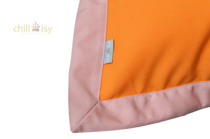 Wasserhängematte Schwimmliege Mallorca von chillisy hergestellt in Deutschland.  Farbe: Orange, Rosa, Limonen Gelb.
