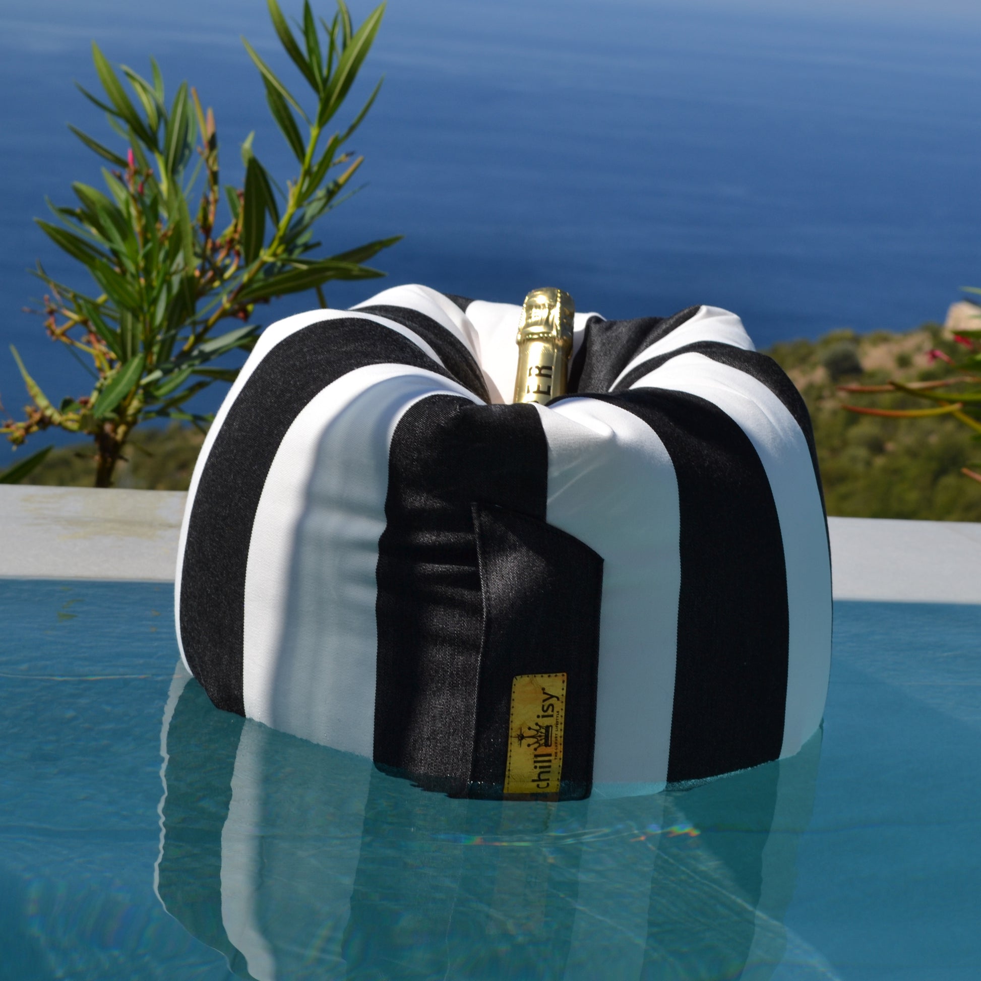 Flaschenkühler schwimmender Champagne Belt "Sveti Stefan" für Flaschen bis zu 1,5 Liter Magnum, Marke: chillisy Pool Accessoires