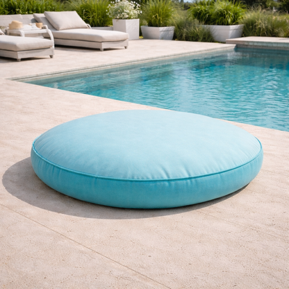 Rundes Bodenkissen von chillisy in der Farbe Mint und Türkis aus der Kollektion Happy Cushions mit 80 cm Durchmesser