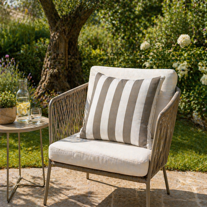 Chillisy Yacht Cushion, brown and white striped | Made in Germany