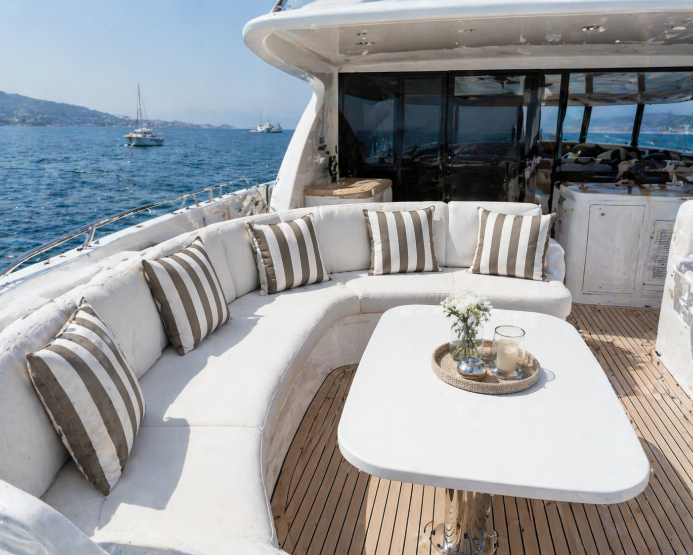 Chillisy Yacht Cushion, brown and white striped | Made in Germany