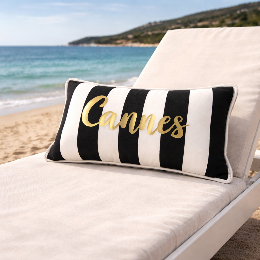Kissen Cannes Schwarz/Weiß 50x30