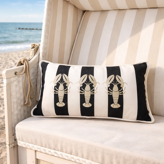 Gartenkissen Hummer Lobster Schwarz/Weiß 50x30