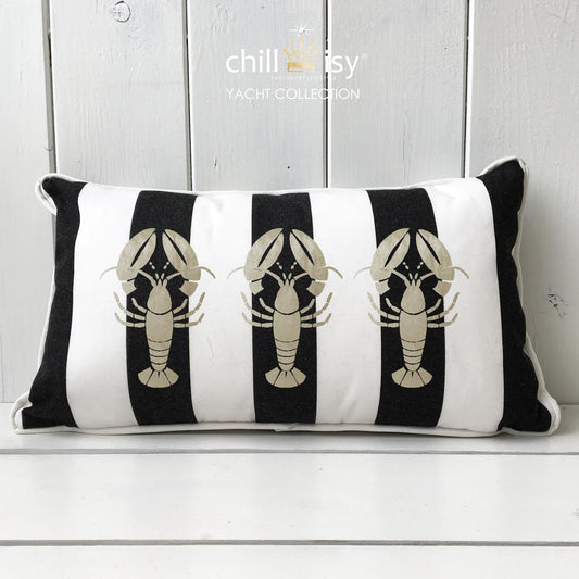 Gartenkissen Hummer Lobster Schwarz/Weiß 50x30