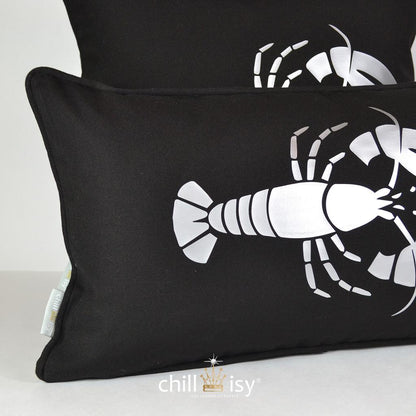 Gartenkissen 'Big Lobster' Schwarz Silber 50x30