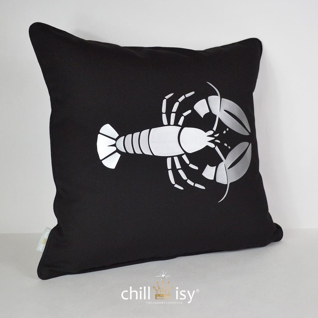 Gartenkissen 'Big Lobster' Schwarz Silber 50x30