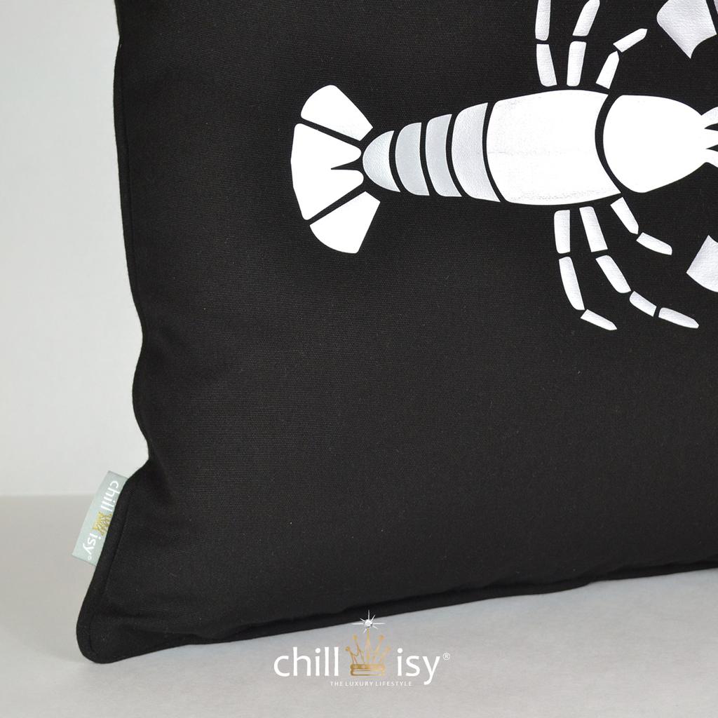 Gartenkissen 'Big Lobster' Schwarz Silber 50x30