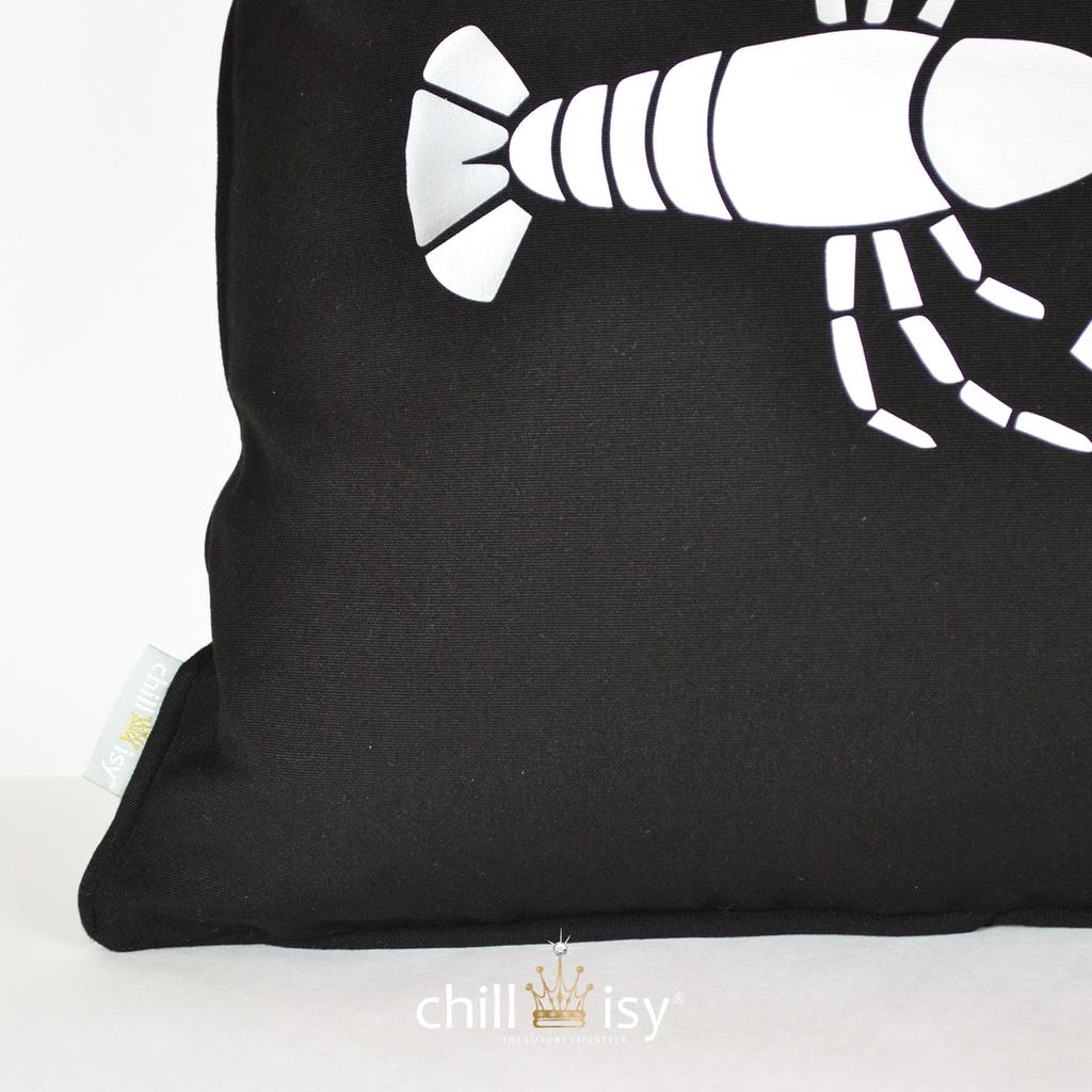 Gartenkissen 'Big Lobster' Schwarz Silber 50x30