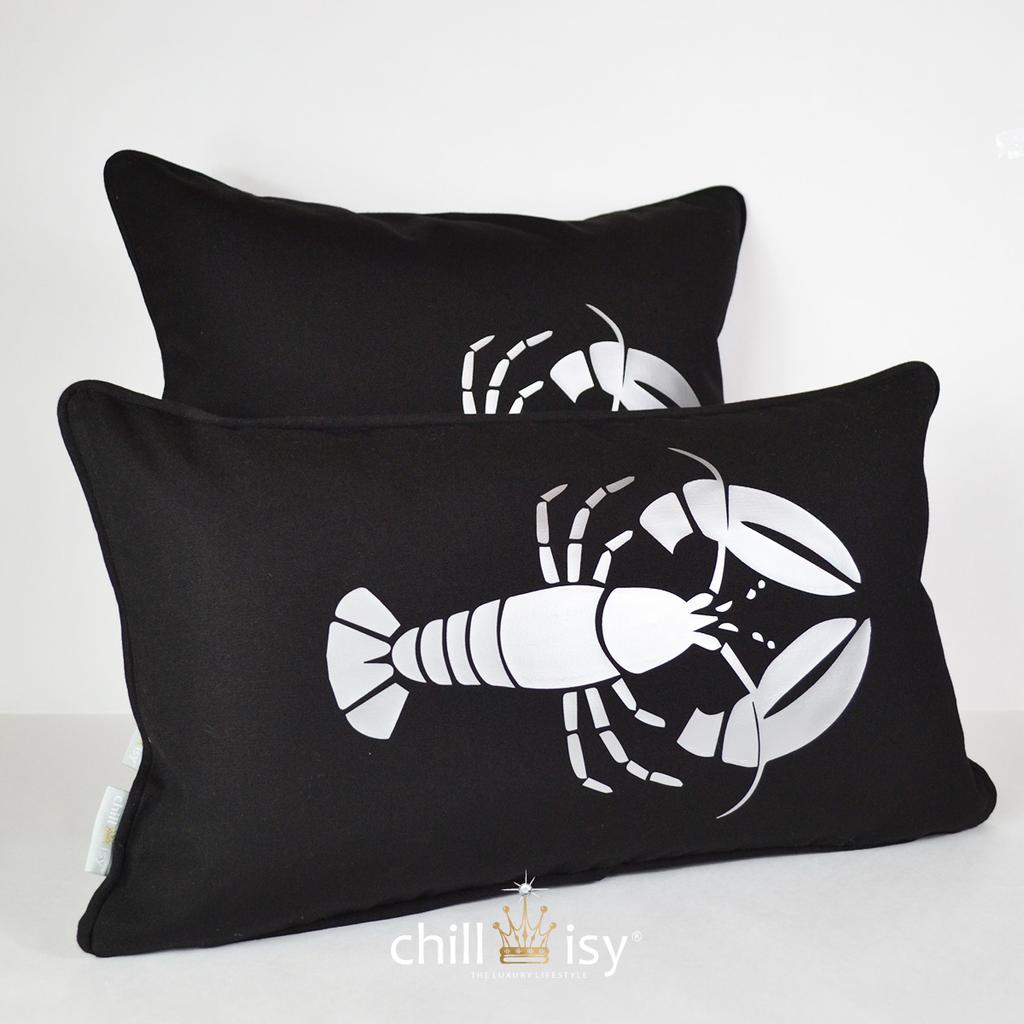 Gartenkissen 'Big Lobster' Schwarz Silber 50x30