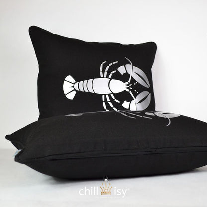 Gartenkissen 'Big Lobster' Schwarz Silber 50x30