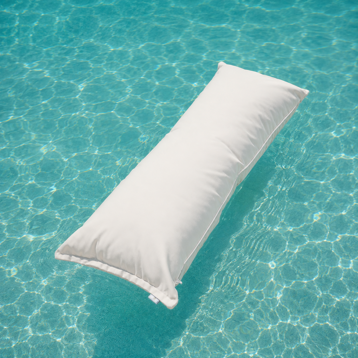 chillisy® Schwimmkissen St. Barth in Weiss 120 x 45 cm auf dem Poolwasser