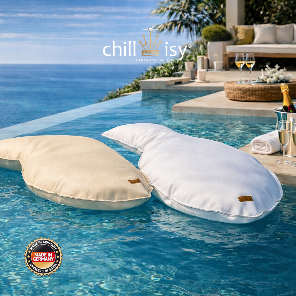 chillisy® SHARKY – Premium Poolkissen für Pool, Spa & Yacht | Luxus Schwimmkissen | Made in Germany