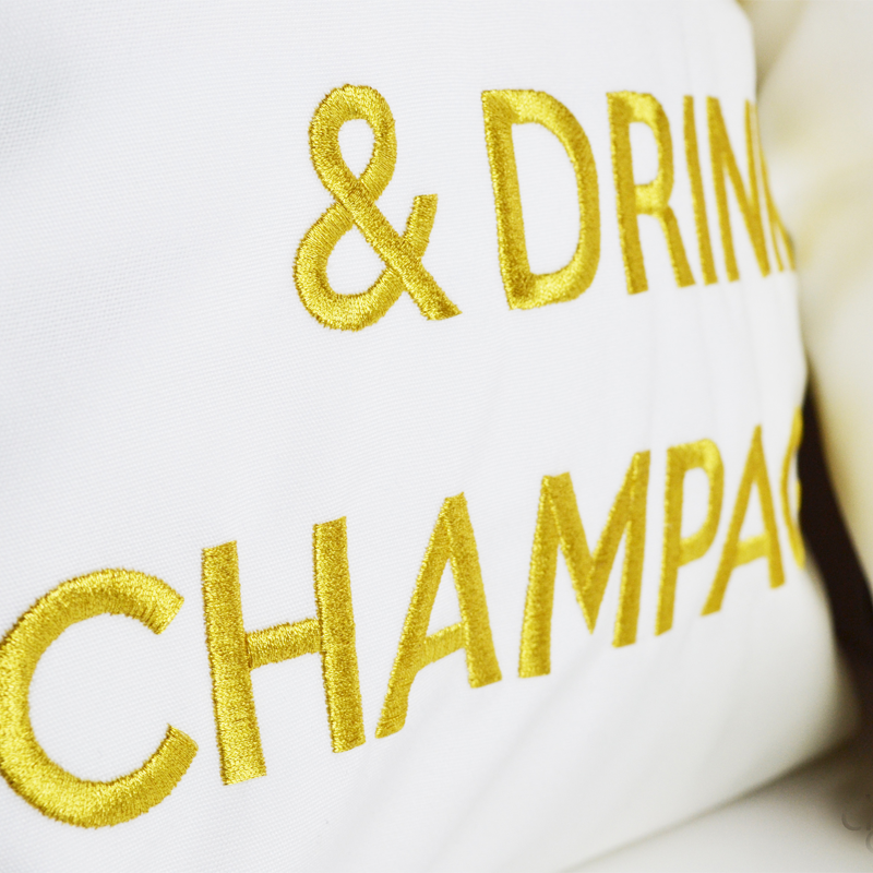 Kissen KEEP CALM & DRINK CHAMPAGNE Weiß Gold