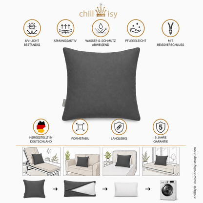 Outdoor Kissen Anthrazit – Premium Wetterfest | chillisy®
