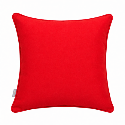 Gartenkissen in Rot mit Keder witterungsbeständig, formstabil, wasser- und schmutzabweisend, atmungskativ mit Reißverschluss aus Sunbrella Textil Logo Red von chillisy in Deutschland hergestellt.