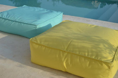 Hocker Pouf Liegewiese, Verwendung: Indoor, Outdoor, Yacht. Hergestellt in Deutschland. Marke: chillisy, Farbe: Mint, Limone.