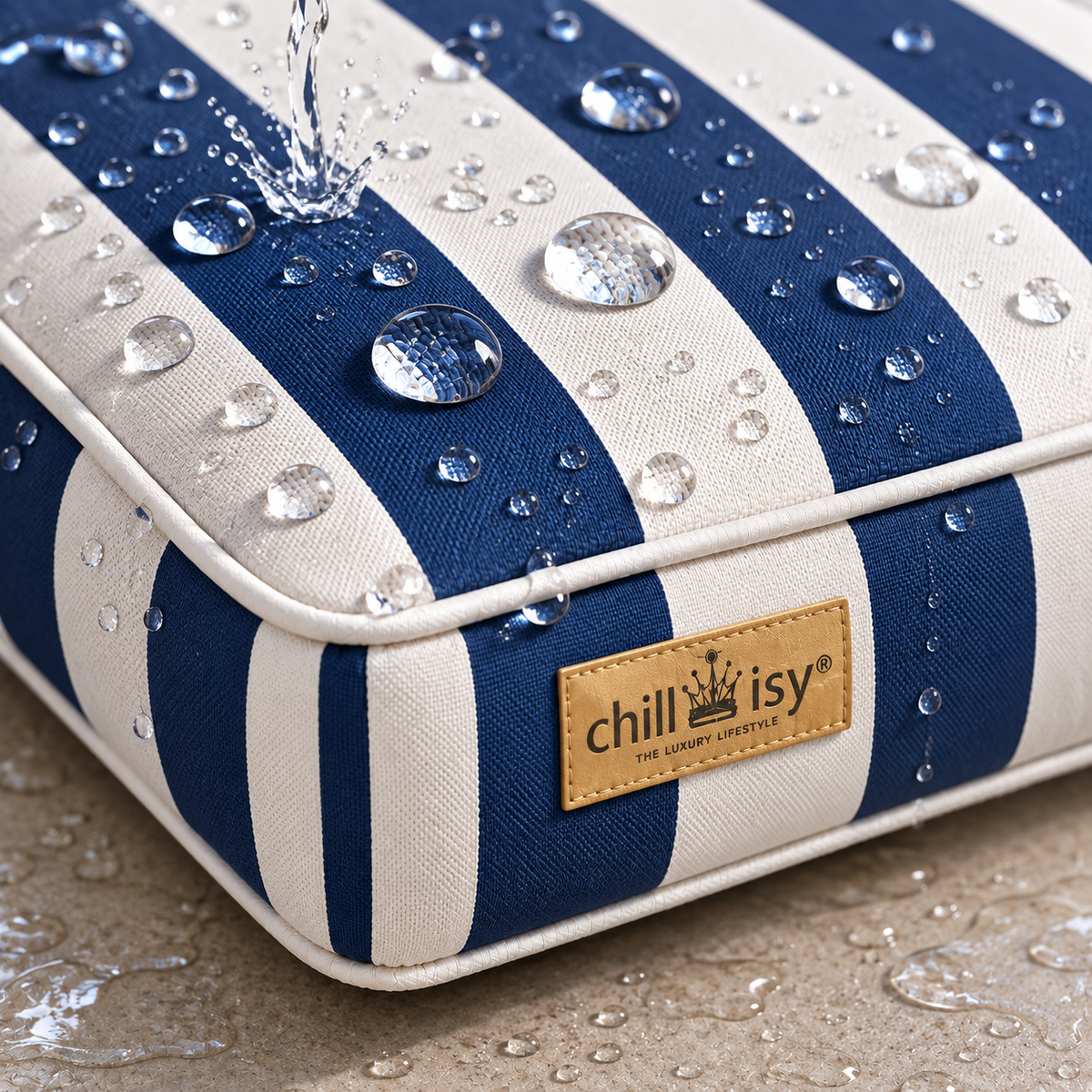 Hundebett chillisy® COSTA – Luxus Hundekissen Blau / Weiß aus Sunbrella® Stoff Vision Costa | Made in Germany