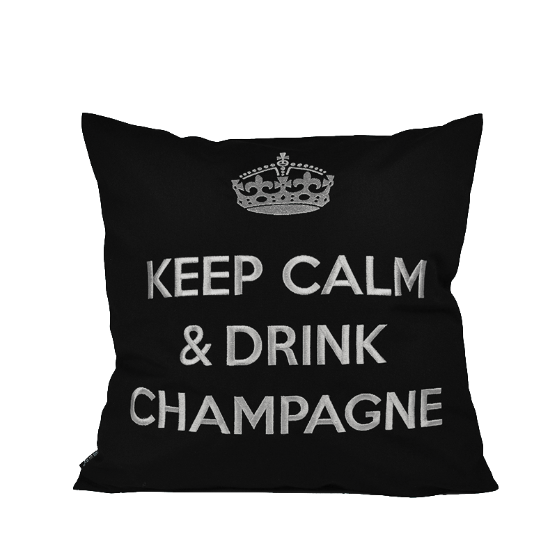 Kissen KEEP CALM & DRINK CHAMPAGNE Schwarz Silber