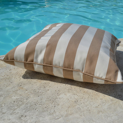 Kissen Yacht Outdoor, beige weiß gestreift, beiger Keder