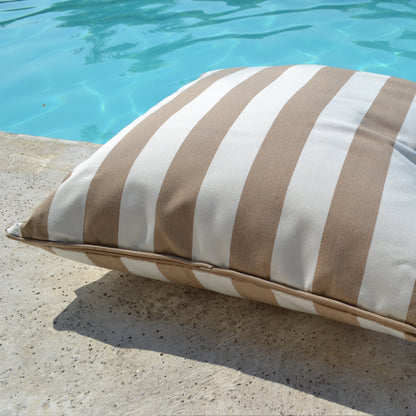 Kissen Yacht Outdoor, beige weiß gestreift, beiger Keder