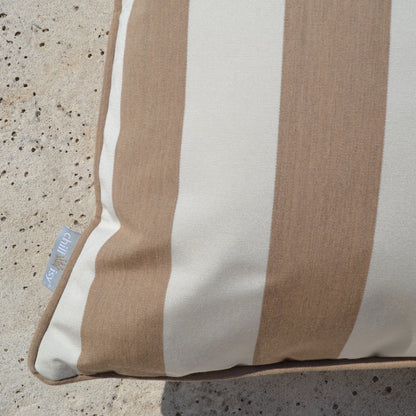 Kissen Yacht Outdoor, beige weiß gestreift, beiger Keder