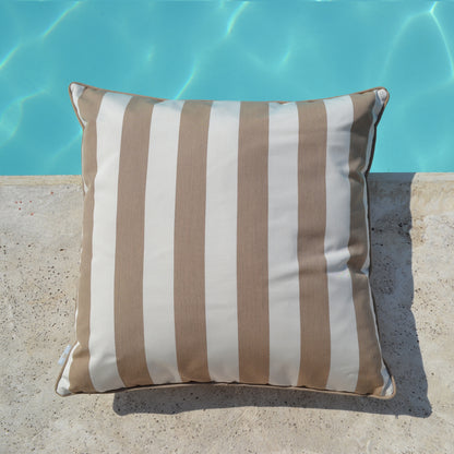 Kissen Yacht Outdoor, beige weiß gestreift, beiger Keder