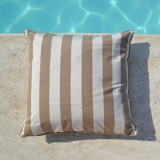 Cushion Yacht Outdoor, beige white striped, beige piping