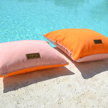 Kissen Sunbrella Double Orange Rosa - 2er Set. Weltweiter Versand. Sunbrella Double Cushion Orange Pink - Set of 2. Worldwide shipping.