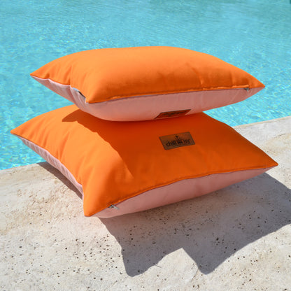 Kissen Sunbrella Double Orange Rosa - 2er Set. Weltweiter Versand. Sunbrella Double Cushion Orange Pink - Set of 2. Worldwide shipping.