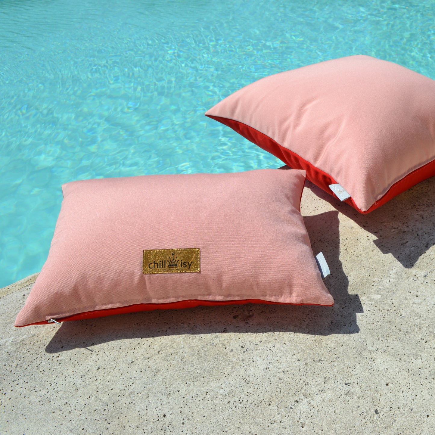 Kissen Sunbrella Double Rot Rosa - 2er Set. Weltweiter Versand. Sunbrella Double Cushion Red Pink - Set of 2. Worldwide shipping.