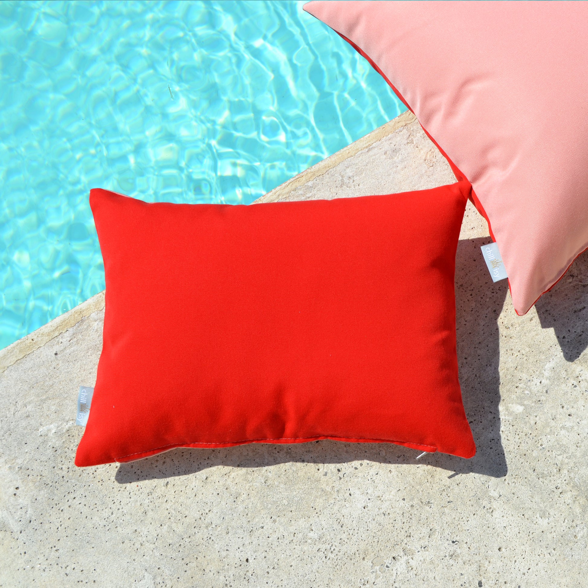 Kissen Sunbrella Double Rot Rosa - 2er Set. Weltweiter Versand. Sunbrella Double Cushion Red Pink - Set of 2. Worldwide shipping.