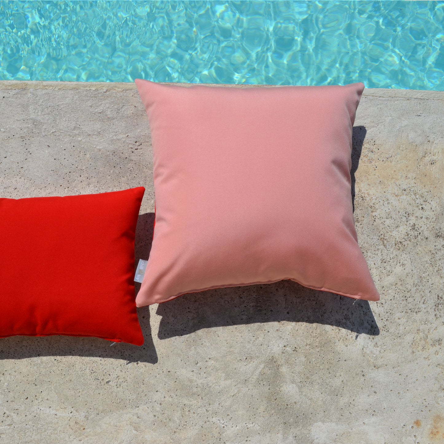 Kissen Sunbrella Double Rot Rosa - 2er Set. Weltweiter Versand. Sunbrella Double Cushion Red Pink - Set of 2. Worldwide shipping.