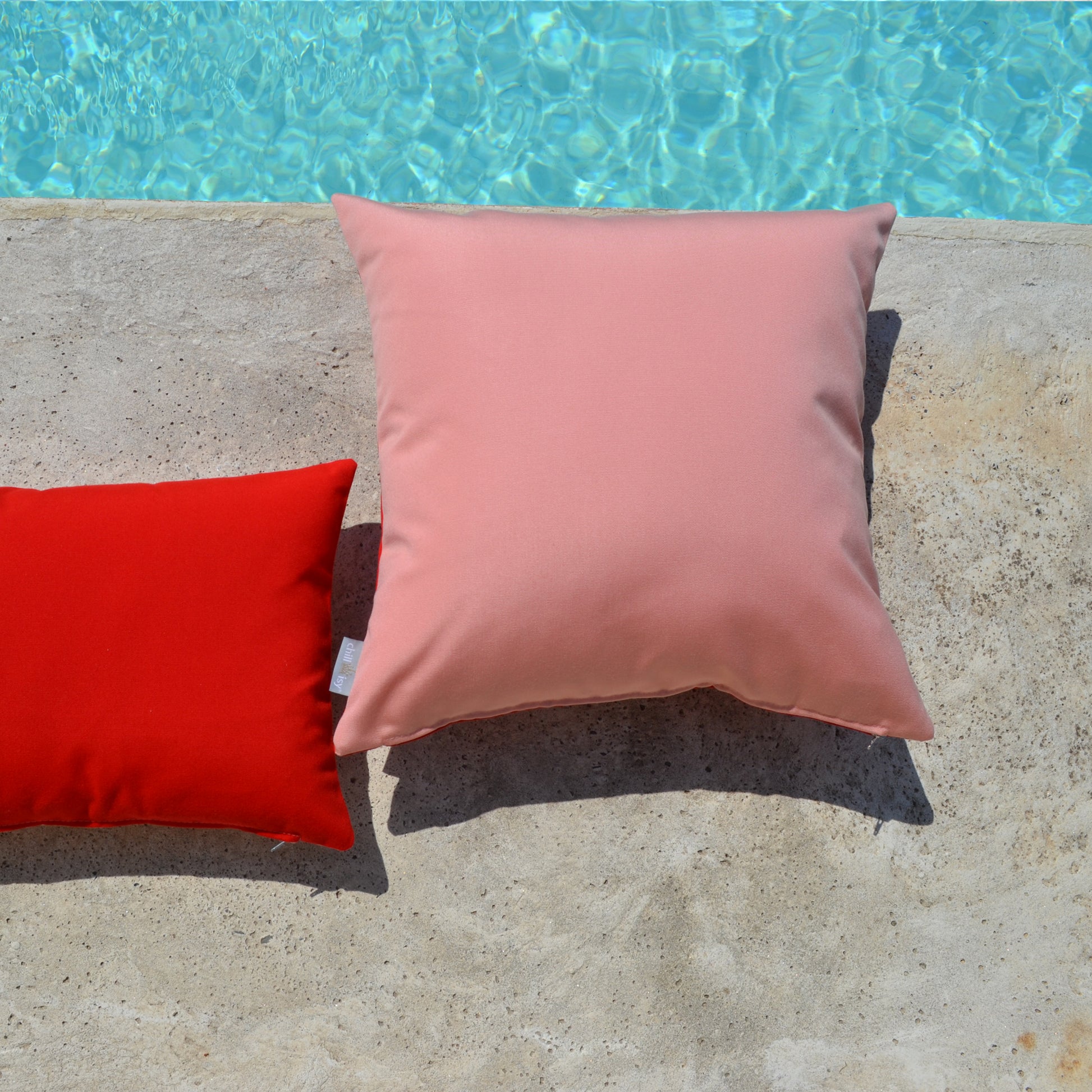 Kissen Sunbrella Double Rot Rosa - 2er Set. Weltweiter Versand. Sunbrella Double Cushion Red Pink - Set of 2. Worldwide shipping.