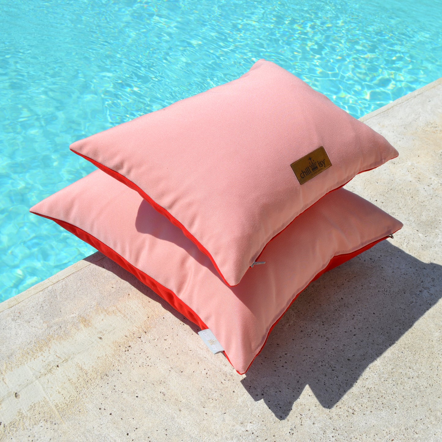 Kissen Sunbrella Double Rot Rosa - 2er Set. Weltweiter Versand. Sunbrella Double Cushion Red Pink - Set of 2. Worldwide shipping.