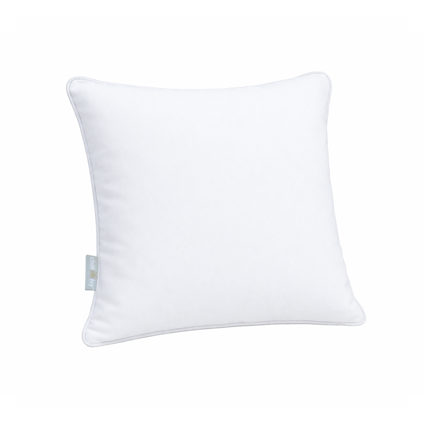 Weißes Gartenkissen mit Keder, wasserbeständig und sonnenbeständig, hergestellt in Deutschland von chillisy